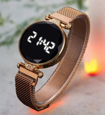 Women Milanese Magnetic Strap LED Digital Sport Watches