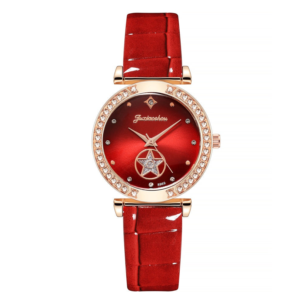 Women Green Qualities Diamond Studded Quartz Watch