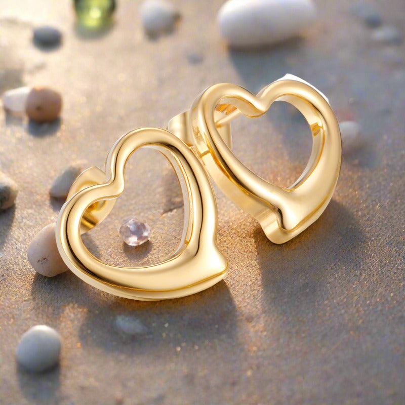 Women's Heart-shaped Sweet Gold Plated Earring