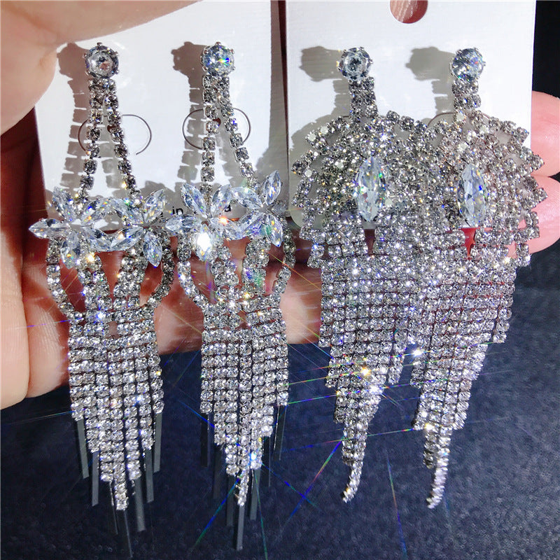 Wholesale5PCS Drop Diamond Tassel Earrings