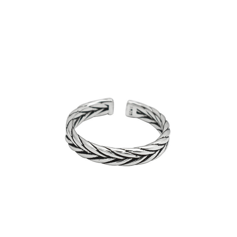 925 Silver Woven pattern ring