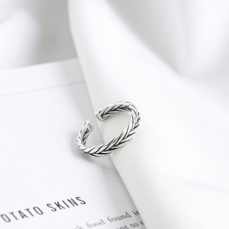 925 Silver Woven pattern ring