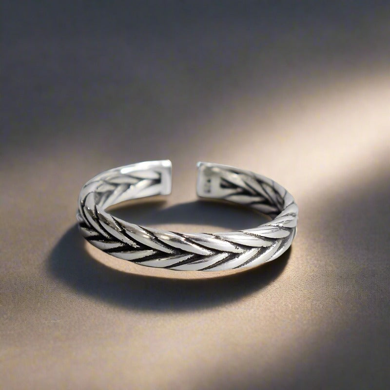 925 Silver Woven pattern ring