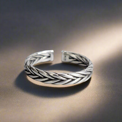 925 Silver Woven pattern ring