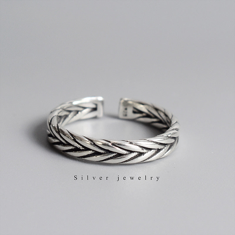 925 Silver Woven pattern ring