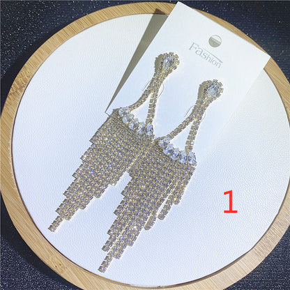 Wholesale5PCS Drop Diamond Tassel Earrings