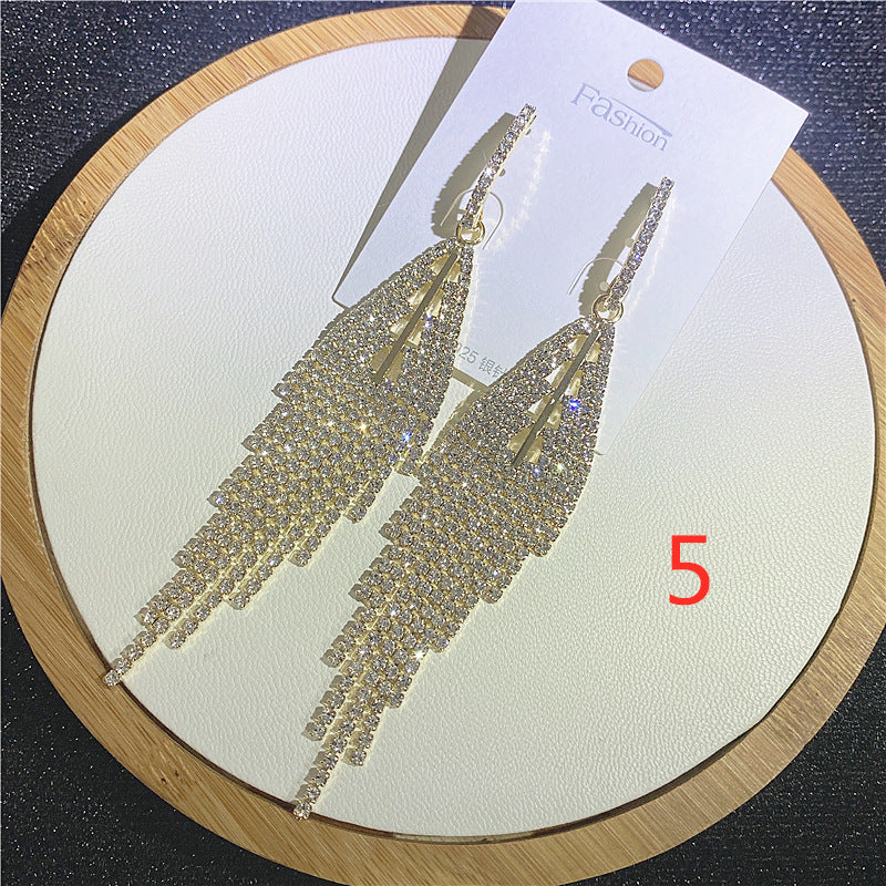 Wholesale5PCS Drop Diamond Tassel Earrings