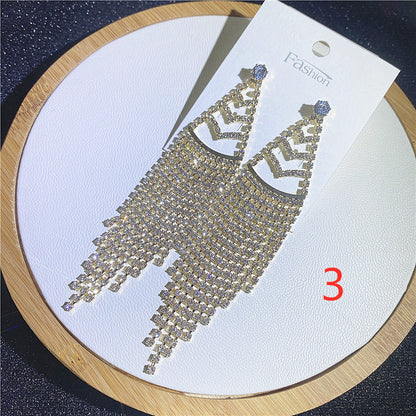 Wholesale5PCS Drop Diamond Tassel Earrings