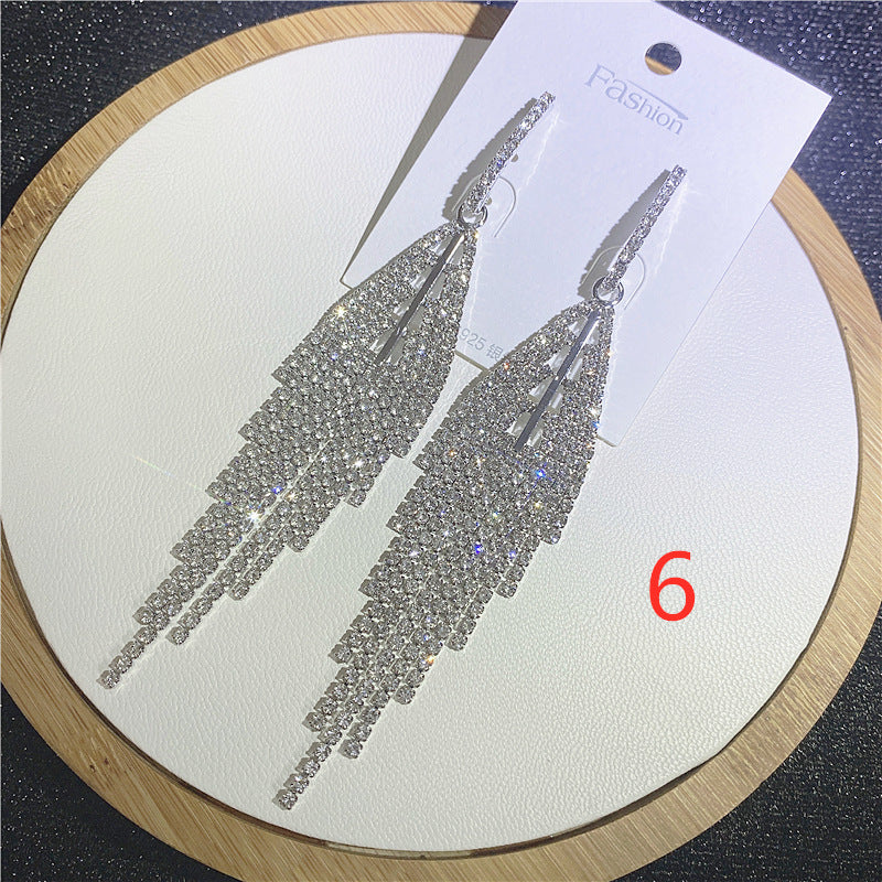 Wholesale5PCS Drop Diamond Tassel Earrings