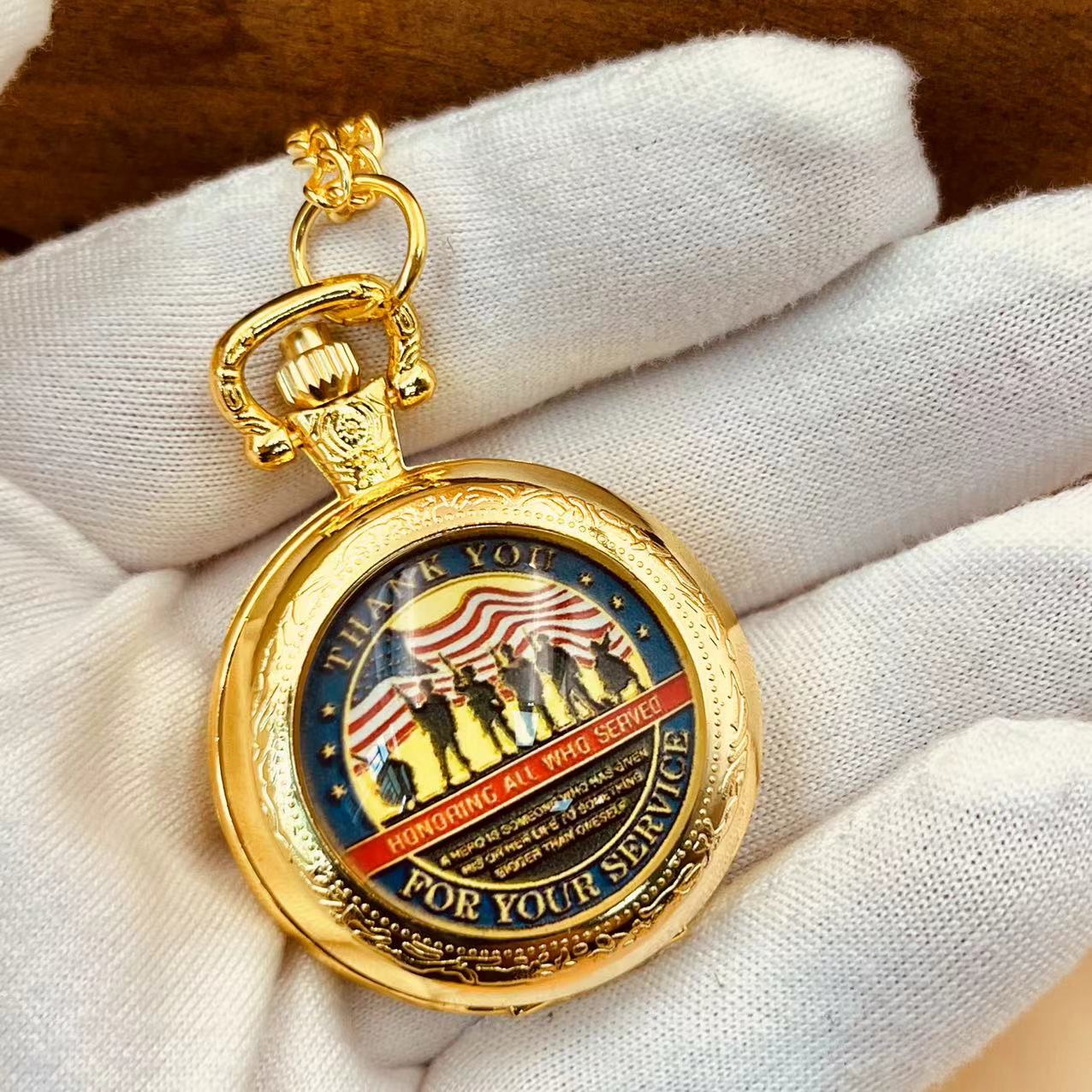 'Thank You for Your Service' Stars and Stripes Tribute Pocket Watch'Thank You for Your ...