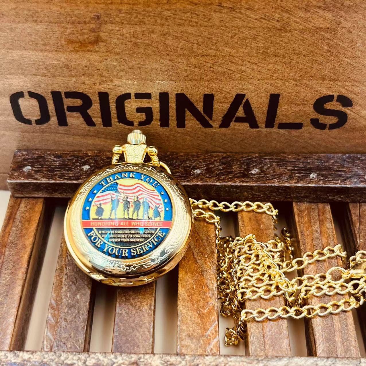 'Thank You for Your Service' Stars and Stripes Tribute Pocket Watch'Thank You for Your ...