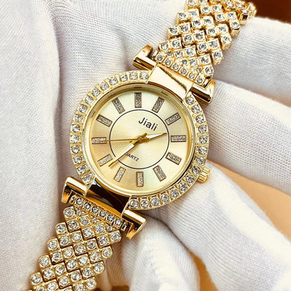 Women's Diamond-Set Gold-Plated Casual Watch