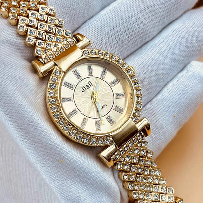 Women's Diamond-Set Gold-Plated Casual Watch