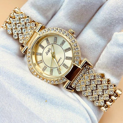 Women's Diamond-Set Gold-Plated Casual Watch