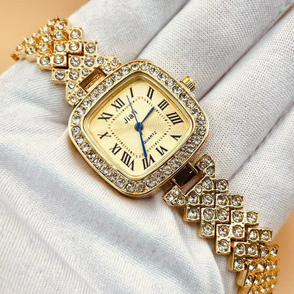 Women's Square Steel Strap Rhinestone Watch