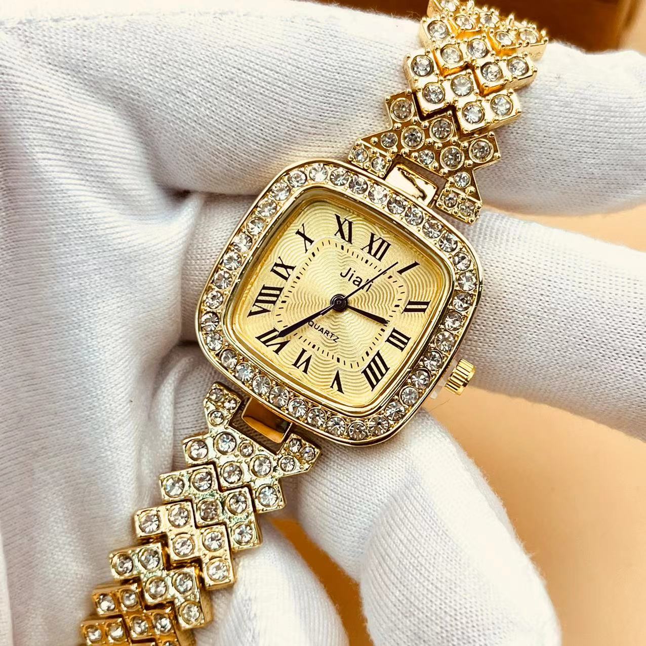 Women's Square Steel Strap Rhinestone Watch