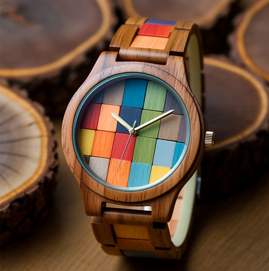 Vintage Colorful Wooden Watch