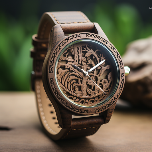 Leather Handcrafted Wooden Watch