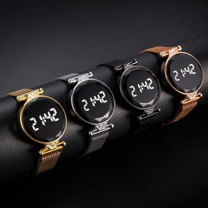 Women Milanese Magnetic Strap LED Digital Sport Watches