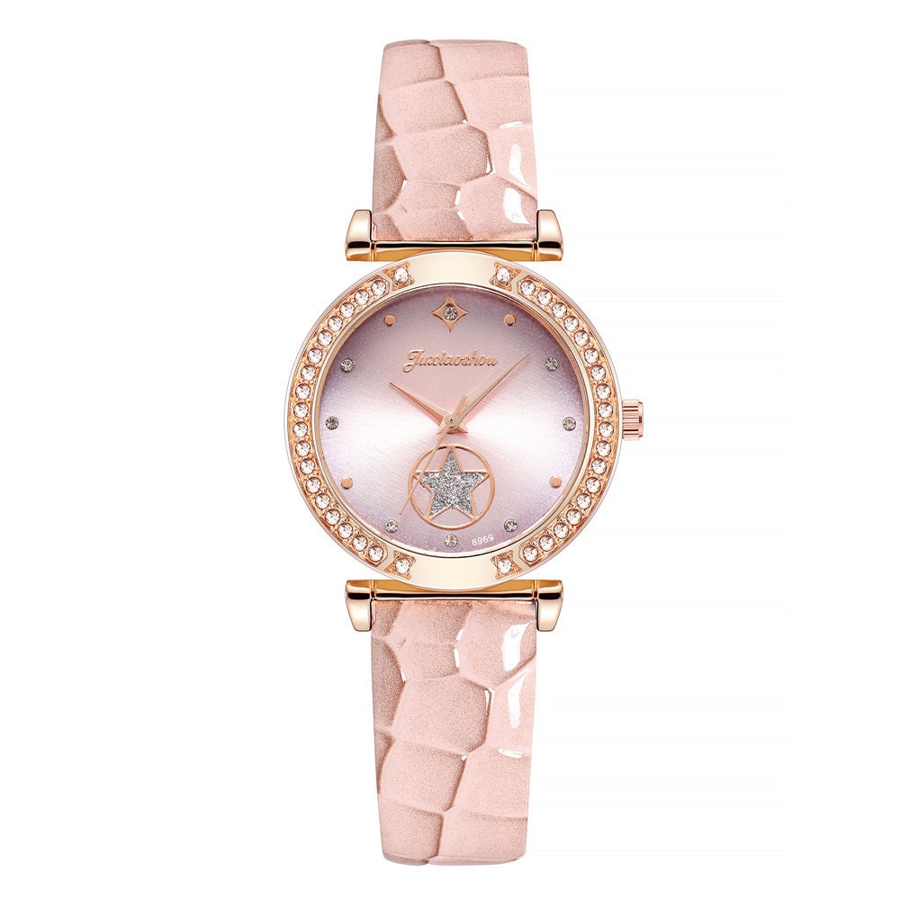 Women Green Qualities Diamond Studded Quartz Watch