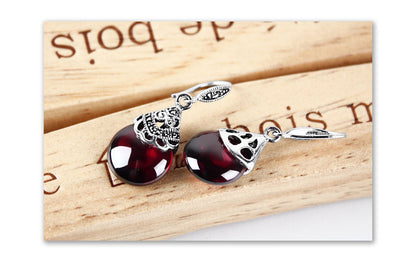 925 silver Vintage Round Garnet Earrings