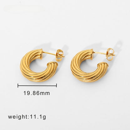 18K Gold Plated Stainless Steel Twisted Earrings