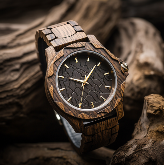 Vintage Wooden Textured Surface Watch