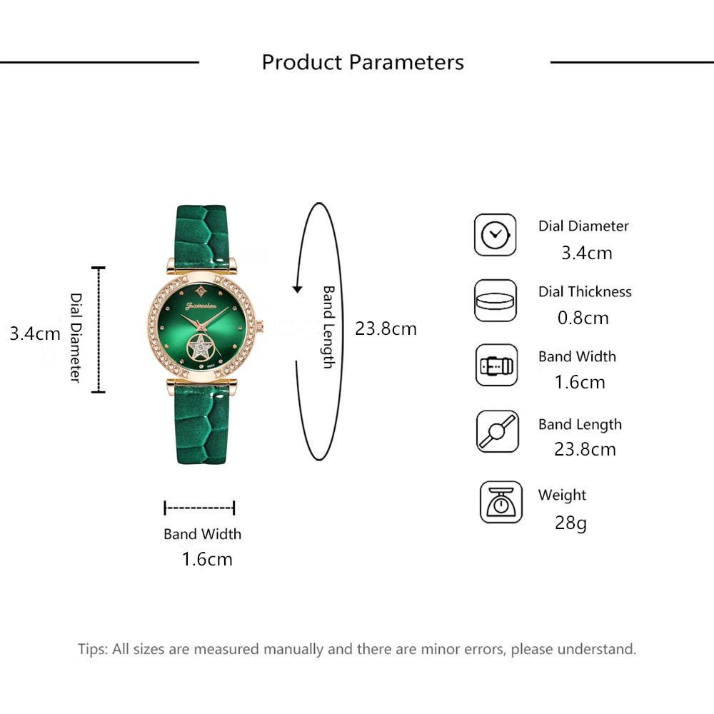 Women Green Qualities Diamond Studded Quartz Watch