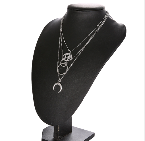 Multilayer Moon Map Necklace