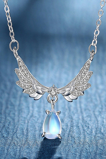 925 Sterling Silver Angel Wings Moonlight Necklace