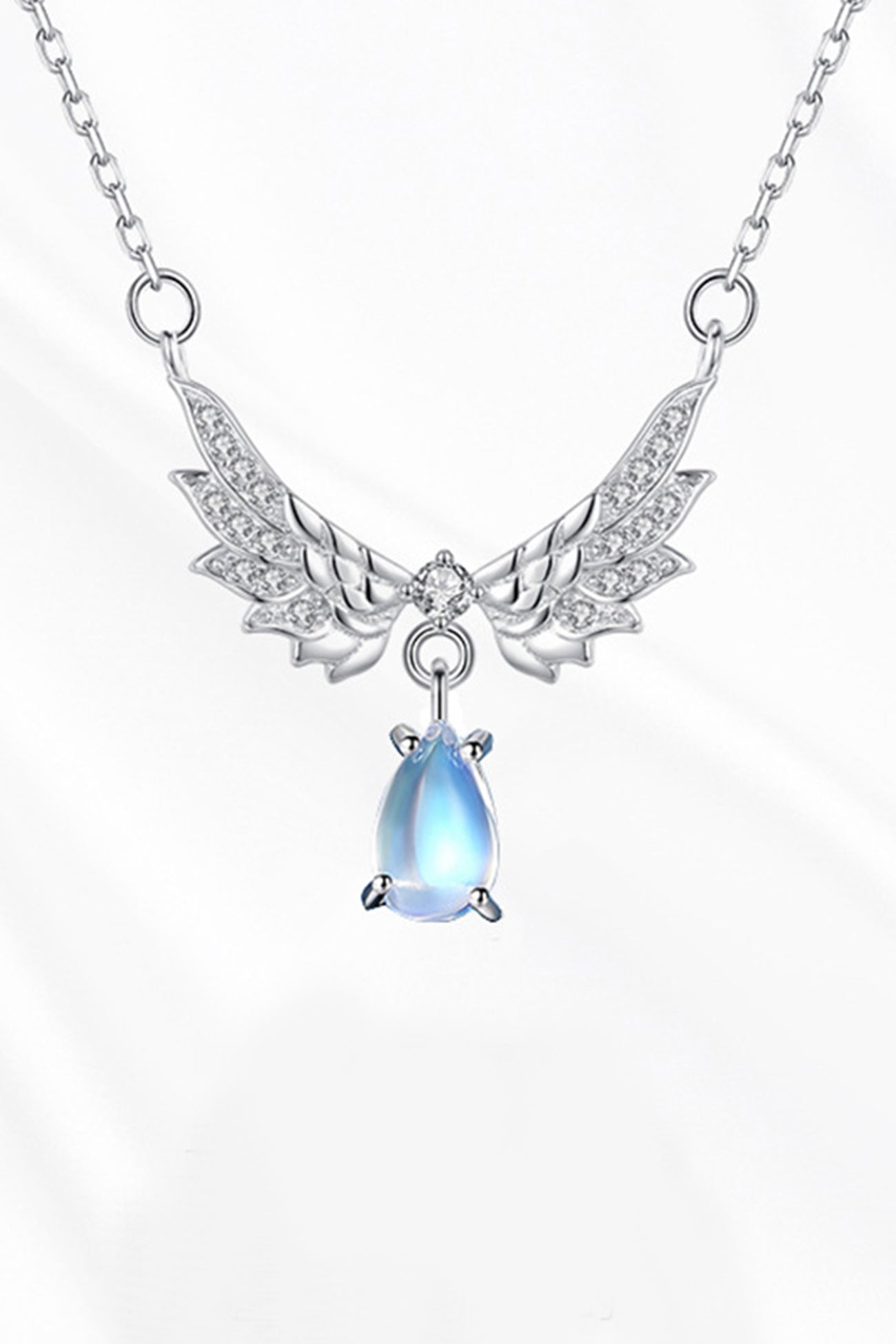 925 Sterling Silver Angel Wings Moonlight Necklace