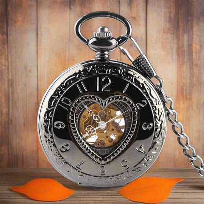 Black Heart Pocket Watch