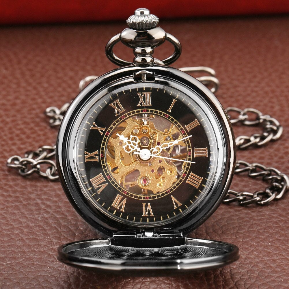 Black Mechanical Pocket Watch