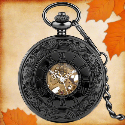 Black Mechanical Pocket Watch