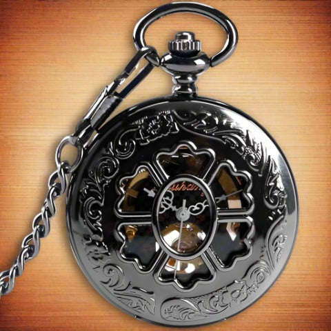 Black Pocket Watch Clover