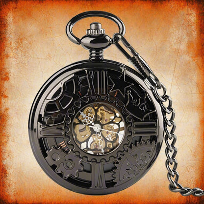 Mechanical Black Steampunk Pocket Watch