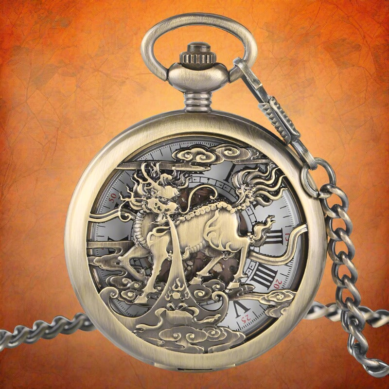 Mechanical Chinese Dragon Pocket Watch