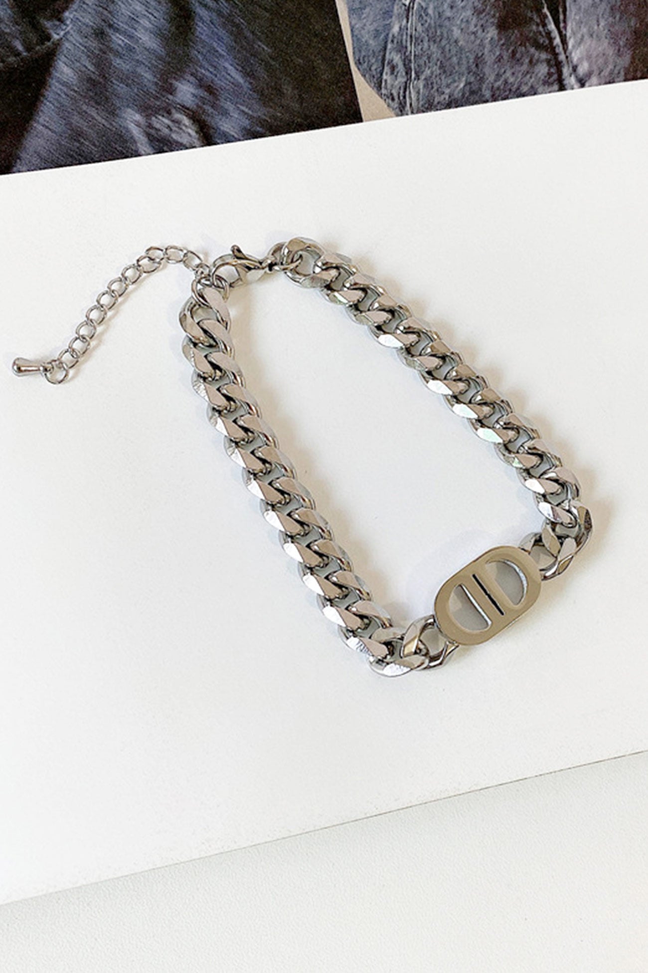 Chunky Chain Letter Double D Necklace & Bracelet