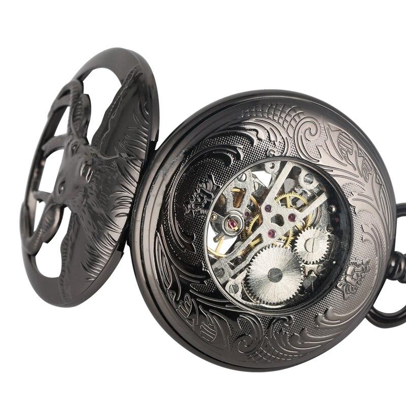 Mechanical Black Deer Pocket Watch