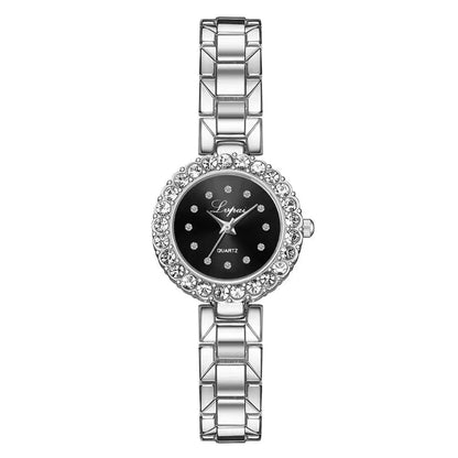 2PCS Diamond Stainless Steel Woman Watch Sets