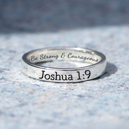 925 Sterling Silver Be Strong & Courageous Ring