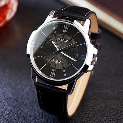 YAZOLE Brand Fashion Men Dress Watches Leather Strap Casual Watch