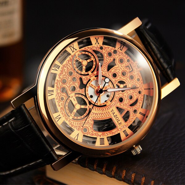 Yazole Brand Business Men's Watch Fashion Luminous Unique Leisure Leather Watches