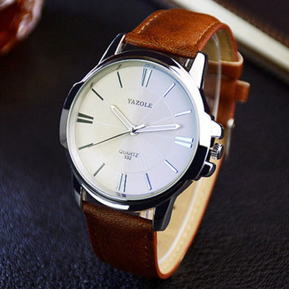 YAZOLE Brand Fashion Men Dress Watches Leather Strap Casual Watch