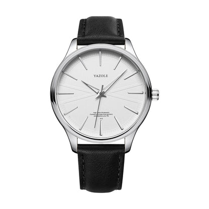 Yazole Men Fashion Simple Casual Quartz Watch Minimalist Style Leather Business Wristwatch