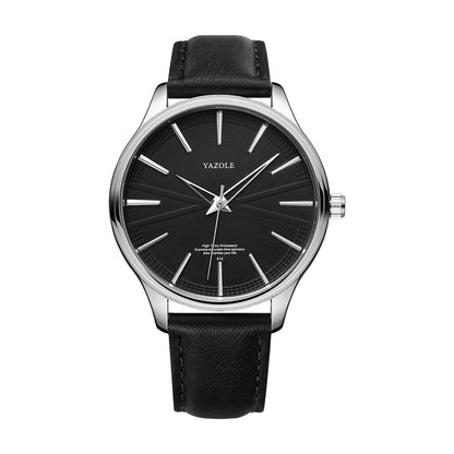 Yazole Men Fashion Simple Casual Quartz Watch Minimalist Style Leather Business Wristwatch