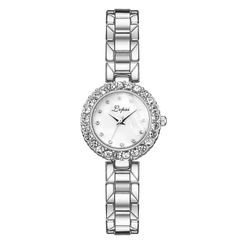 2PCS Diamond Stainless Steel Woman Watch Sets