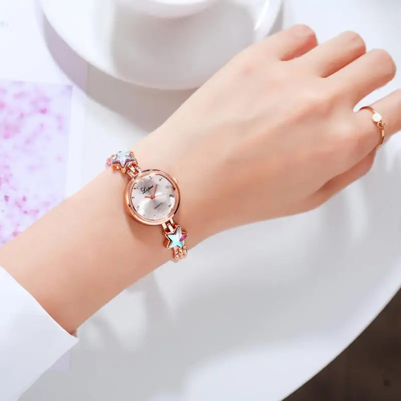 Women's Watches Star Bracelet Set Luxury Ladies Wristwatch Gift Steel Quartz Watch For Woman Rhinestone Clock New zegarek damski