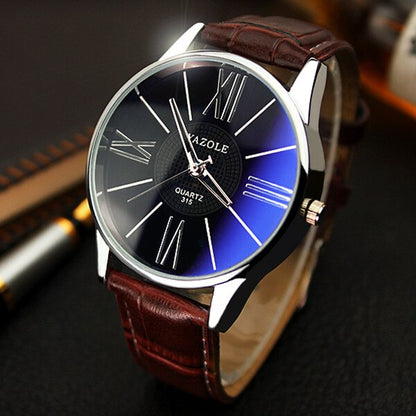 Yazole Men's Watches Business Quartz Minimalist Belt Leather Clock