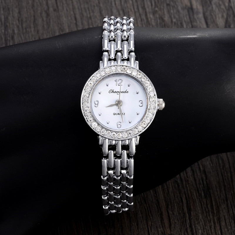 Women's Watches Fashion Silver Luxury Rhinestone Watch Bracelet Ladies